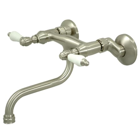 Kingston Brass KS516SN Two-Handle Wall Mount Bathroom Faucet, Brushed Nickel KS516SN